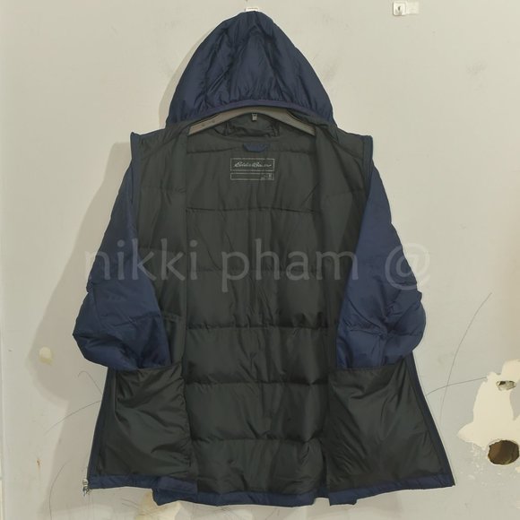 Eddie Bauer Men’s Hooded Down Jacket IN BLue - Picture 3 of 6